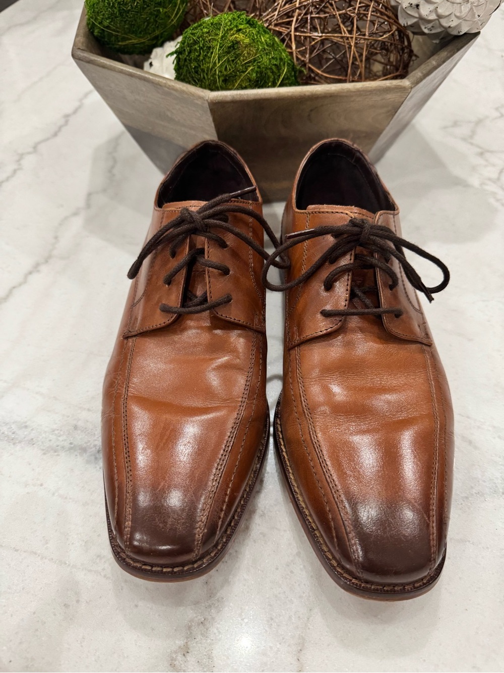 Florsheim Men's Cognac Brown Leather Lace-Up Oxfords Size 9